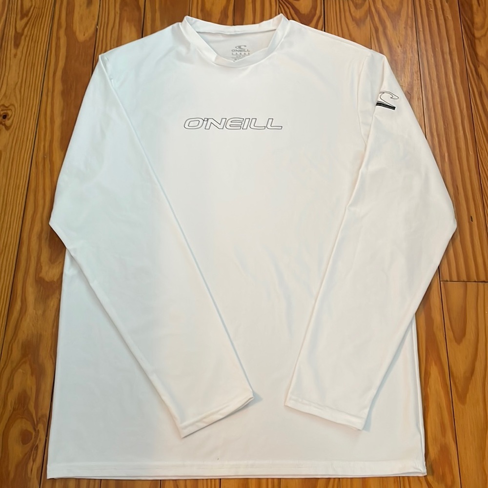 White O’Neill UV filter Swim Shirt size Lg